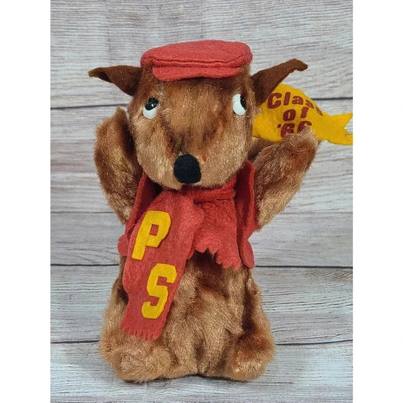 Vintage Gopher School Mascot Stuffed Animal Class Of '66 PS Brown Red 7" - Picture 1 of 8